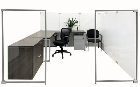 9'W x 9'D x 5'H Economy White Laminate Fully Furnished Modular Office - Add-On Office