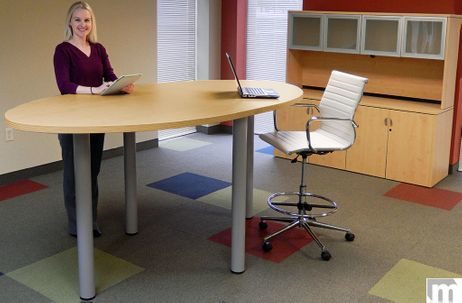 Oval Standing Height Conference Tables in 5 Colors - 8' Length- See Other Sizes