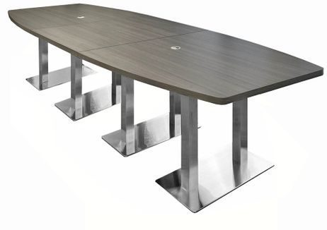 11' x 4' Boat Shape Conference Table with Chrome Steel Bases