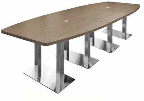 12' x 4' Boat Shape Conference Table with Chrome Steel Bases