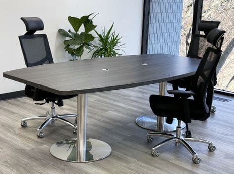 8' x 4' Boat Shaped Table with Steel Disc Bases - Other Sizes Available