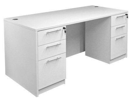 White Rectangular Managers Desk w/6 Drawers