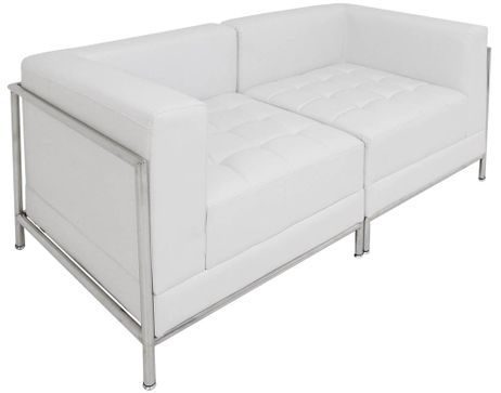 White Tufted Modular Loveseat