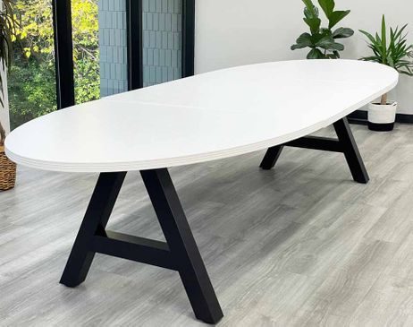 11' Oval Conference Table with Metal A-Frame Base