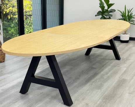 11' Oval Conference Table with Metal A-Frame Base