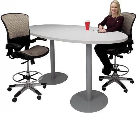 Oval Standing Height 8' Metal Disc Base Conference Table