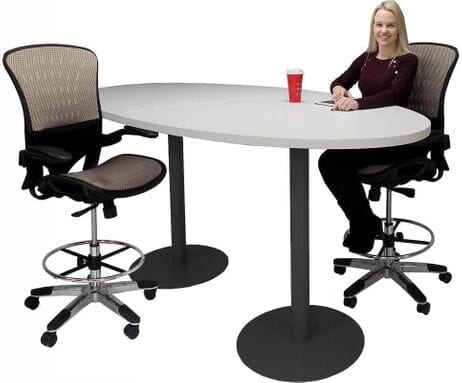 Oval Standing Height 8' Metal Disc Base Conference Table