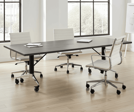 8' Folding Rectangular Conference/Training Table with Locking Rubber Casters