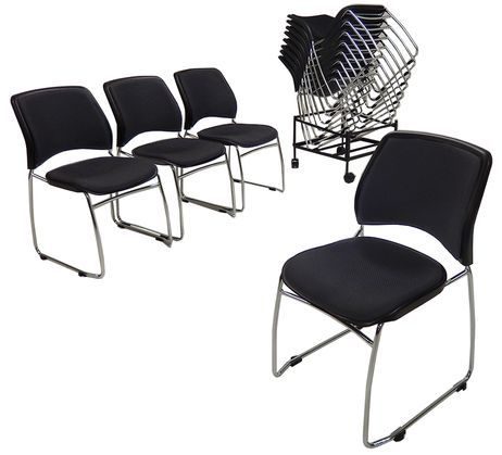 300 lb. Capacity Black Premium Padded Ganging Stack Chair