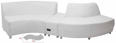 White Leather Wave Sofa w/Powered USB Ottoman