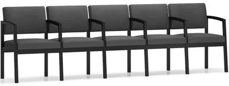Lenox Steel 5-Seat Sofa w/Center Arms in Upgrade Fabric/Healthcare Vinyl