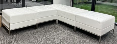 Ivory Tufted Modular 5-Section Bench