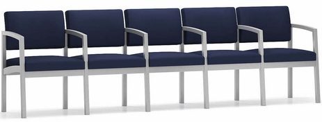 Lenox Steel 5-Seat Sofa w/Center Arms in Standard Fabric/Vinyl