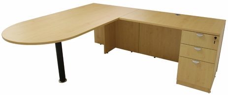 Maple Peninsula L-Shaped Desk 