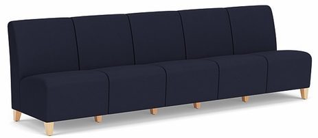 Siena 5 Seat Armless Sofa in Standard Fabric or Vinyl