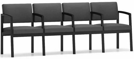 Lenox Steel 4-Seat Sofa w/Center Arms in Upgrade Fabric/Healthcare Vinyl