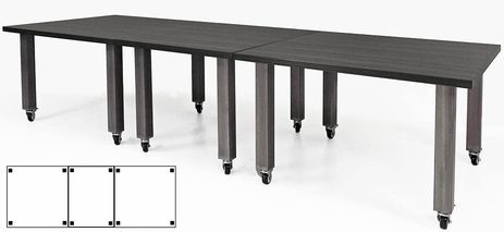 11' x 4' Rectangular Mobile Industrial Steel Leg Conference Table