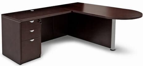 Mocha Peninsula L-Shaped Desk without Hutch
