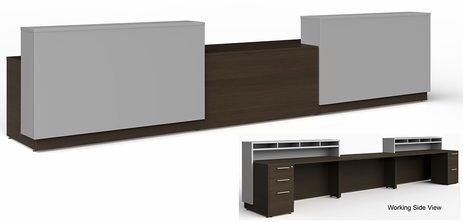 16'W Contrasts Custom 2-Person Reception Desk w/Drawers