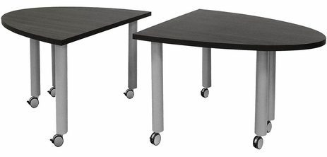 Set of 2 Half Oval Mobile Modular Conference Tables