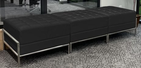 Black Tufted Modular 3-Person Bench