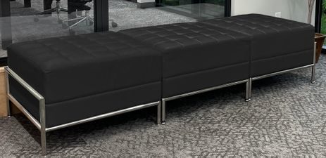 Black Tufted Modular 3-Person Bench