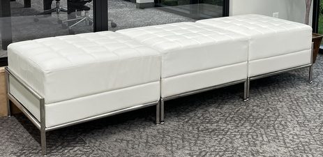 Ivory Tufted Modular 3-Person Bench