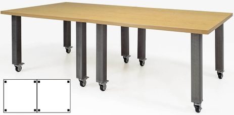 8' x 4' Rectangular Mobile Industrial Steel Leg Conference Table  