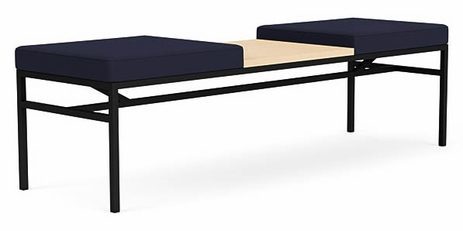 Avon 2-Seat Fully Upholstered Bench w/Center Table - Standard Fabric or Vinyl