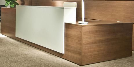 Contrasts Custom L-Shaped Lobby Desk, Left Return