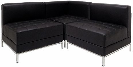 Black Tufted Modular L-Shaped Sofa