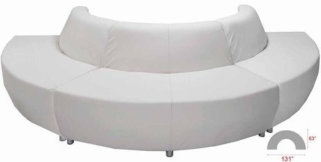 White Leather 180 Degree Curved Convex Sofa
