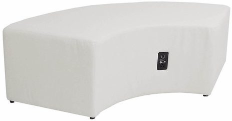White Leather Powered & USB Charging Curved Bench