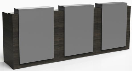 12'W Three-Person Contrasts Custom Standing Height Reception Desk with Drawers