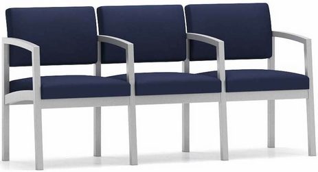 Lenox Steel 3-Seat Sofa w/Center Arms in Standard Fabric/Vinyl