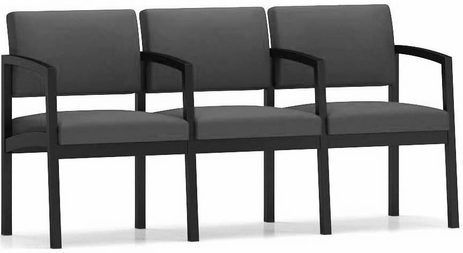 Lenox Steel 3-Seat Sofa w/Center Arms in Upgrade Fabric/Healthcare Vinyl