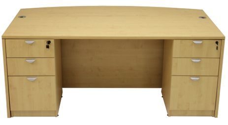 Maple Bow Front Conference Desk w/6 Drawers