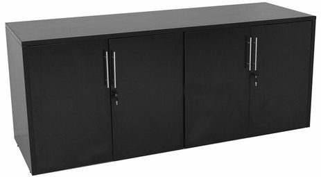 Black 4-Door Locking Storage Credenza