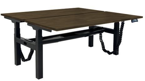 Solid Wood 2 Person Electric Lift Benching Desk - 66