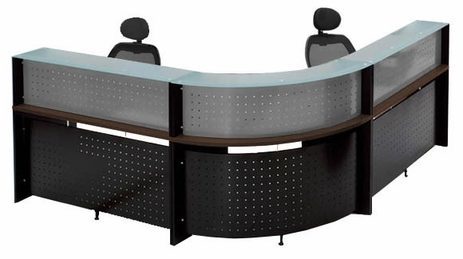 L-Shaped Glass Top Reception Desk