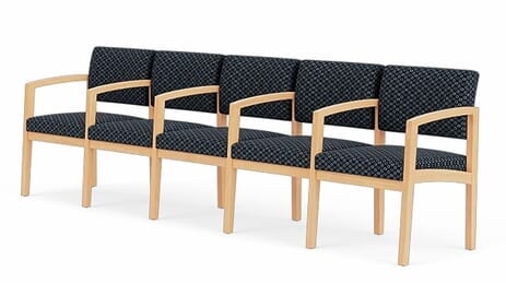 Lenox 5-Seater w/Center Arms in Upgrade Fabric or Healthcare Vinyl