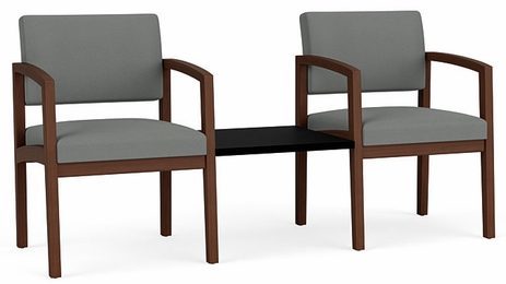 Lenox 2 Chairs w/Connecting Center Table in Standard Fabric or Vinyl