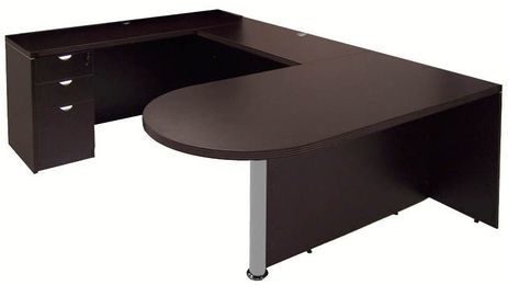 Mocha Peninsula U-Shaped Workstation without Hutch