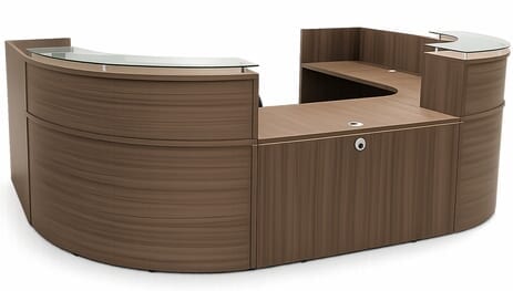 U-Shaped Curved Glass Top Reception Desk