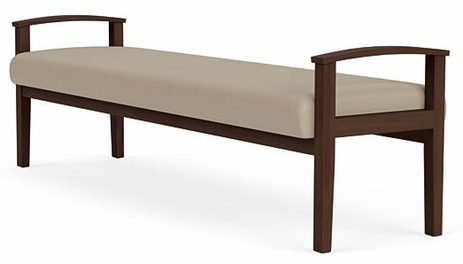 Amherst Wood Frame 3 Seat Bench in Upgrade Fabric or Healthcare Vinyl