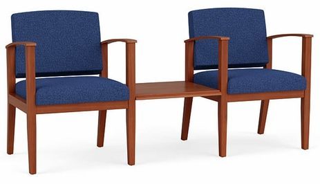 2 Chairs w/ Connecting Center Table  in Standard Fabric or Vinyl
