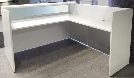 L-Shape White Salon Desk Shell - Drawers Sold Separately