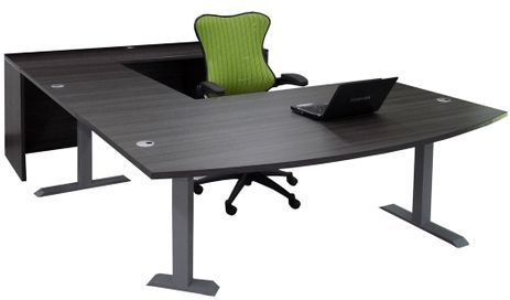 Bow Front U-Desk with Height Adjustable L-Surface