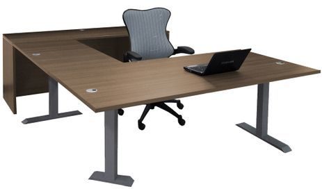 Straight Front U-Desk with Height Adjustable L-Surface