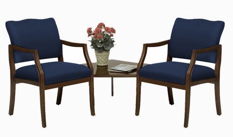 Franklin 2 Arm Chairs w/Corner Table in Standard Fabric or Vinyl